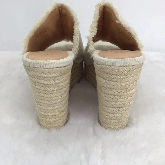 Oasis Society Espadrille Wedge Canvas Slid-On Platform Sandal Raw Hem Size 7.5 - Picture 5 of 10